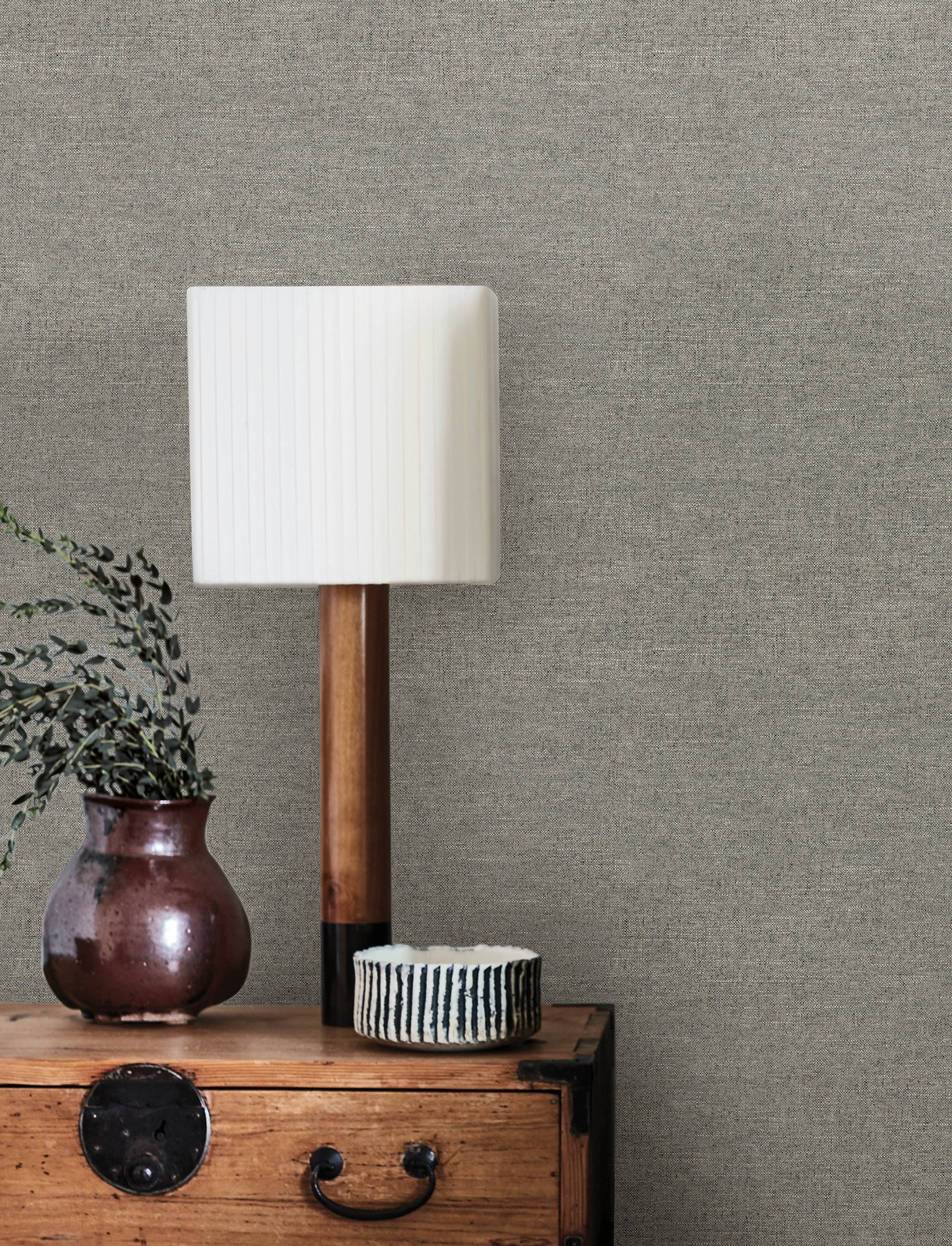 Chesapeake Chambray Grey Fabric Weave Wallpaper, 20.5-in by 33-ft