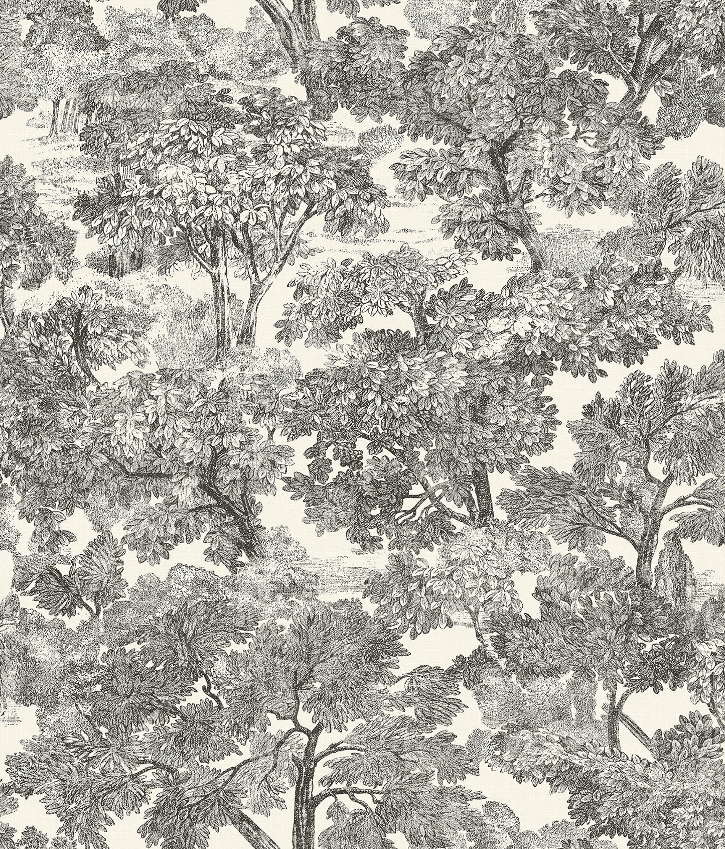 Chesapeake Spinney Black Toile Wallpaper, 20.5-in by 33-ft