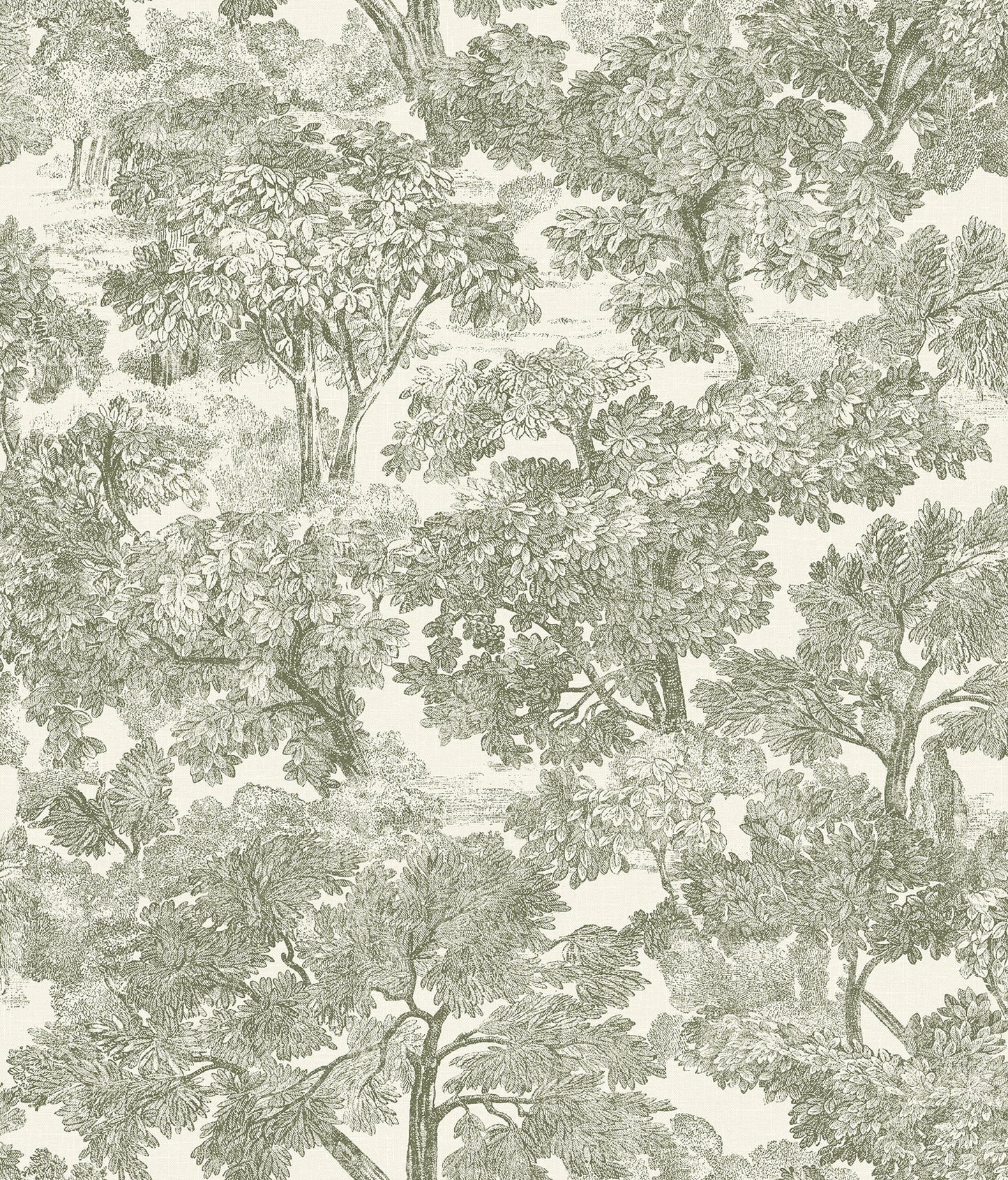 Chesapeake Spinney Green Toile Wallpaper, 20.5-in by 33-ft