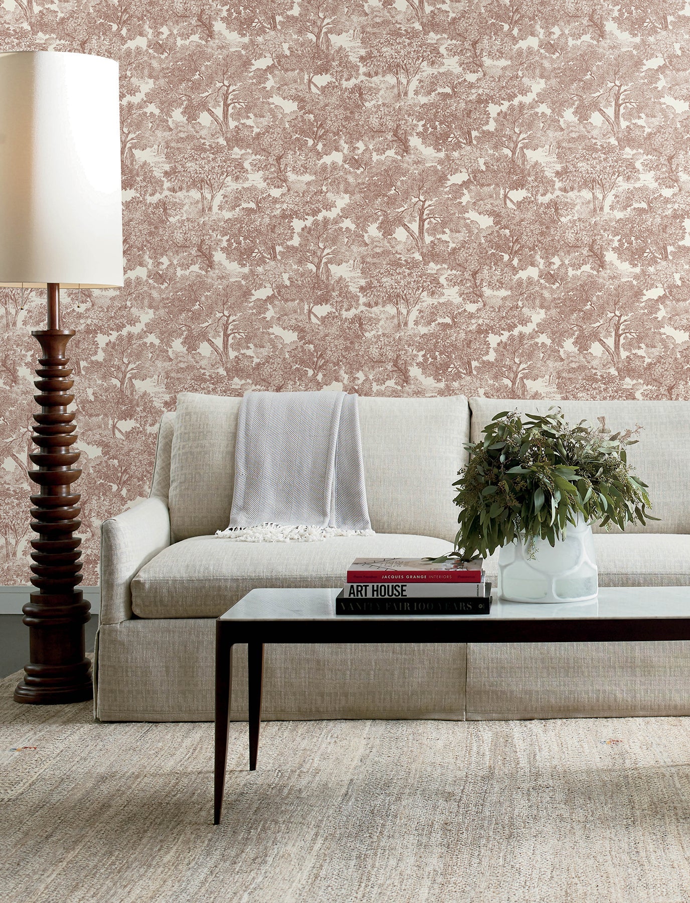 Chesapeake Spinney Red Toile Wallpaper, 20.5-in by 33-ft