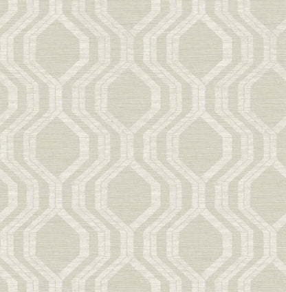 A-Street Prints Burton Neutral Modern Ogee Wallpaper, 20.5-in by 33-ft