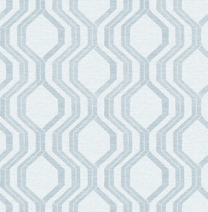 A-Street Prints Burton Light Blue Modern Ogee Wallpaper, 20.5-in by 33-ft