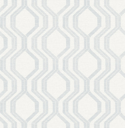 A-Street Prints Burton Silver Modern Ogee Wallpaper, 20.5-in by 33-ft