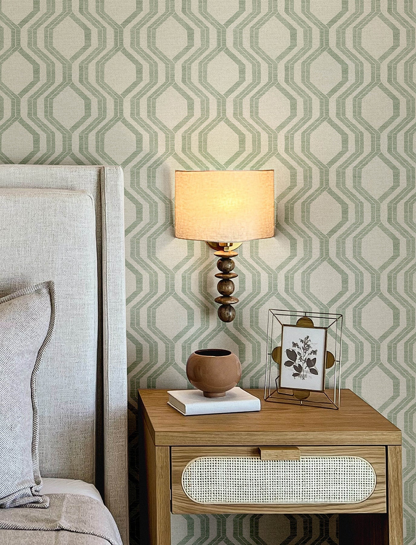 A-Street Prints Burton Green Modern Ogee Wallpaper, 20.5-in by 33-ft