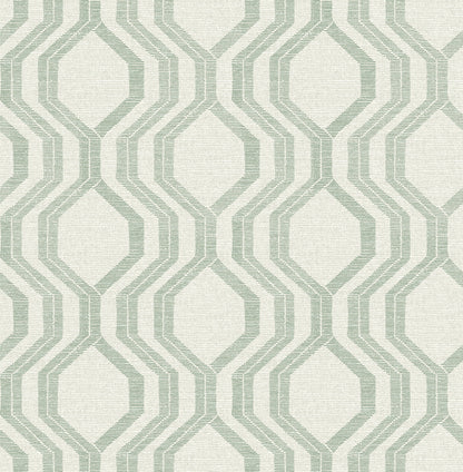 A-Street Prints Burton Green Modern Ogee Wallpaper, 20.5-in by 33-ft