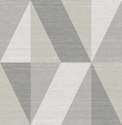 A-Street Prints Winslow Stone Geometric Faux Grasscloth Wallpaper, 20.5-in by 33-ft