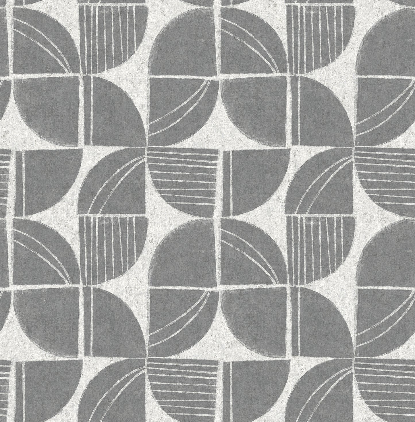 A-Street Prints Baxter Charcoal Semicircle Mosaic Wallpaper, 20.5-in by 33-ft