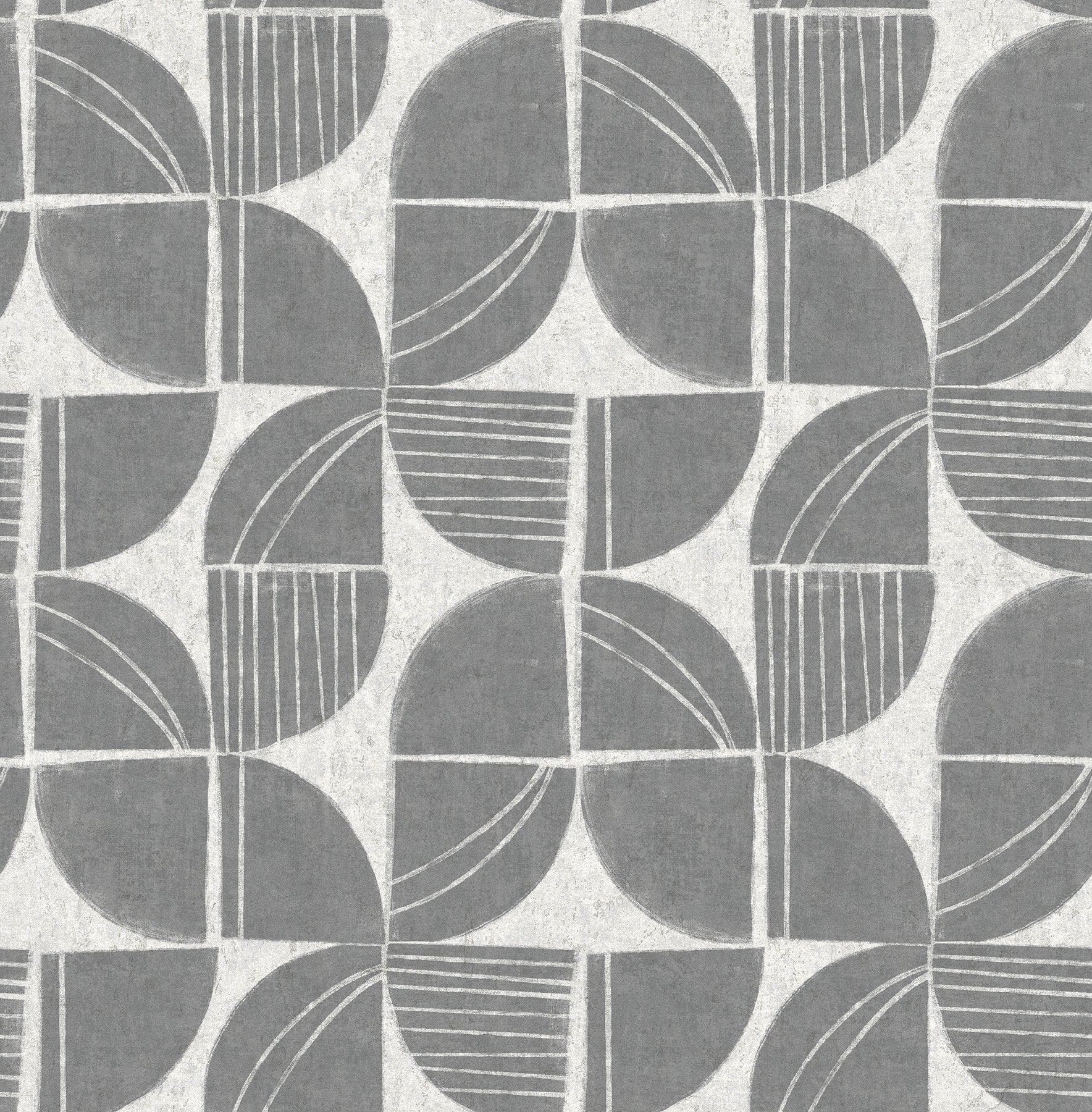 A-Street Prints Baxter Charcoal Semicircle Mosaic Wallpaper, 20.5-in by 33-ft