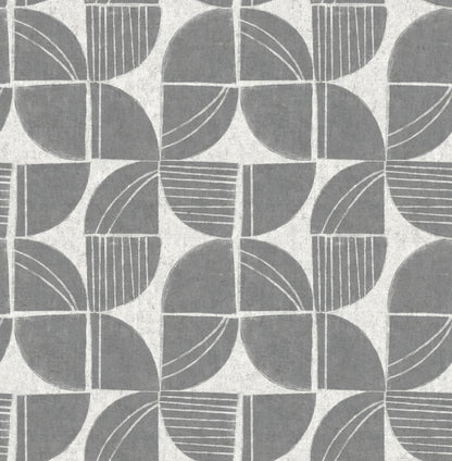 A-Street Prints Baxter Charcoal Semicircle Mosaic Wallpaper, 20.5-in by 33-ft