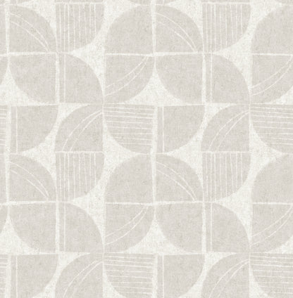 A-Street Prints Baxter Bone Semicircle Mosaic Wallpaper, 20.5-in by 33-ft