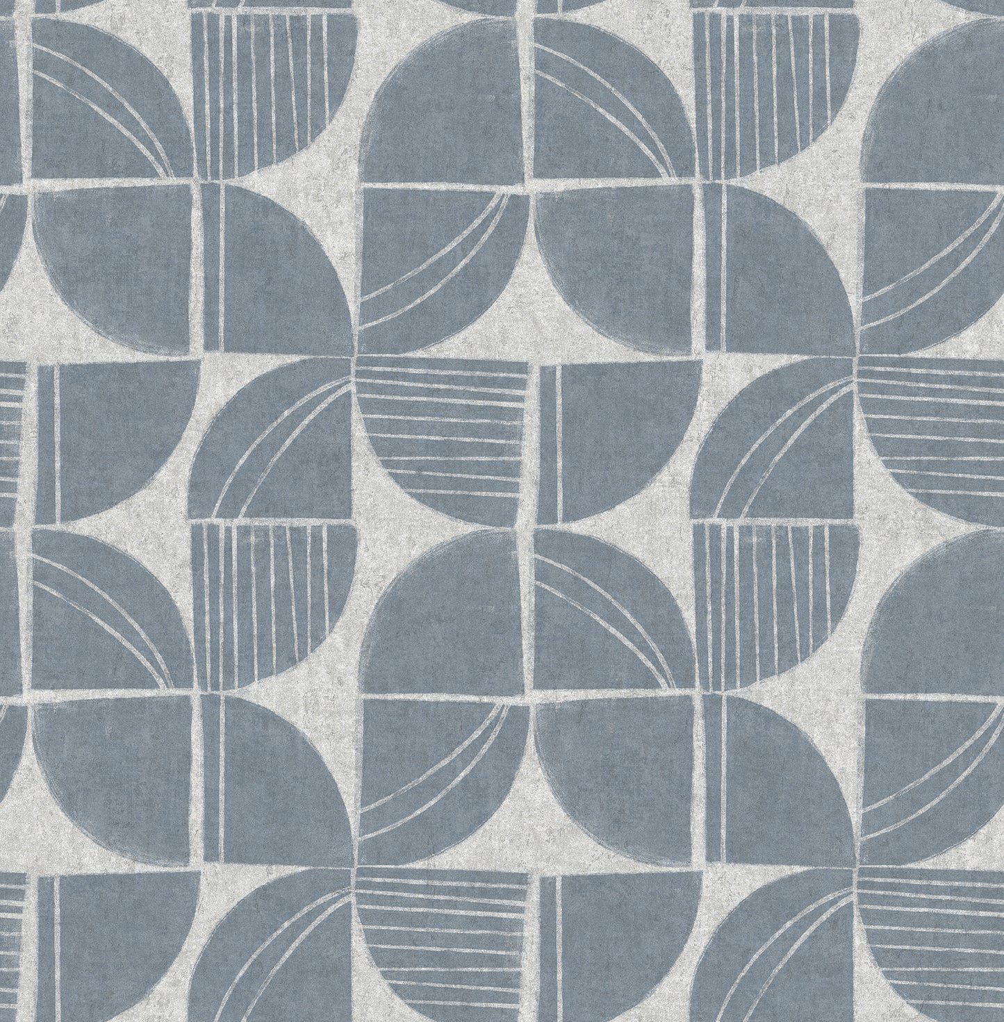 A-Street Prints Baxter Denim Semicircle Mosaic Wallpaper, 20.5-in by 33-ft