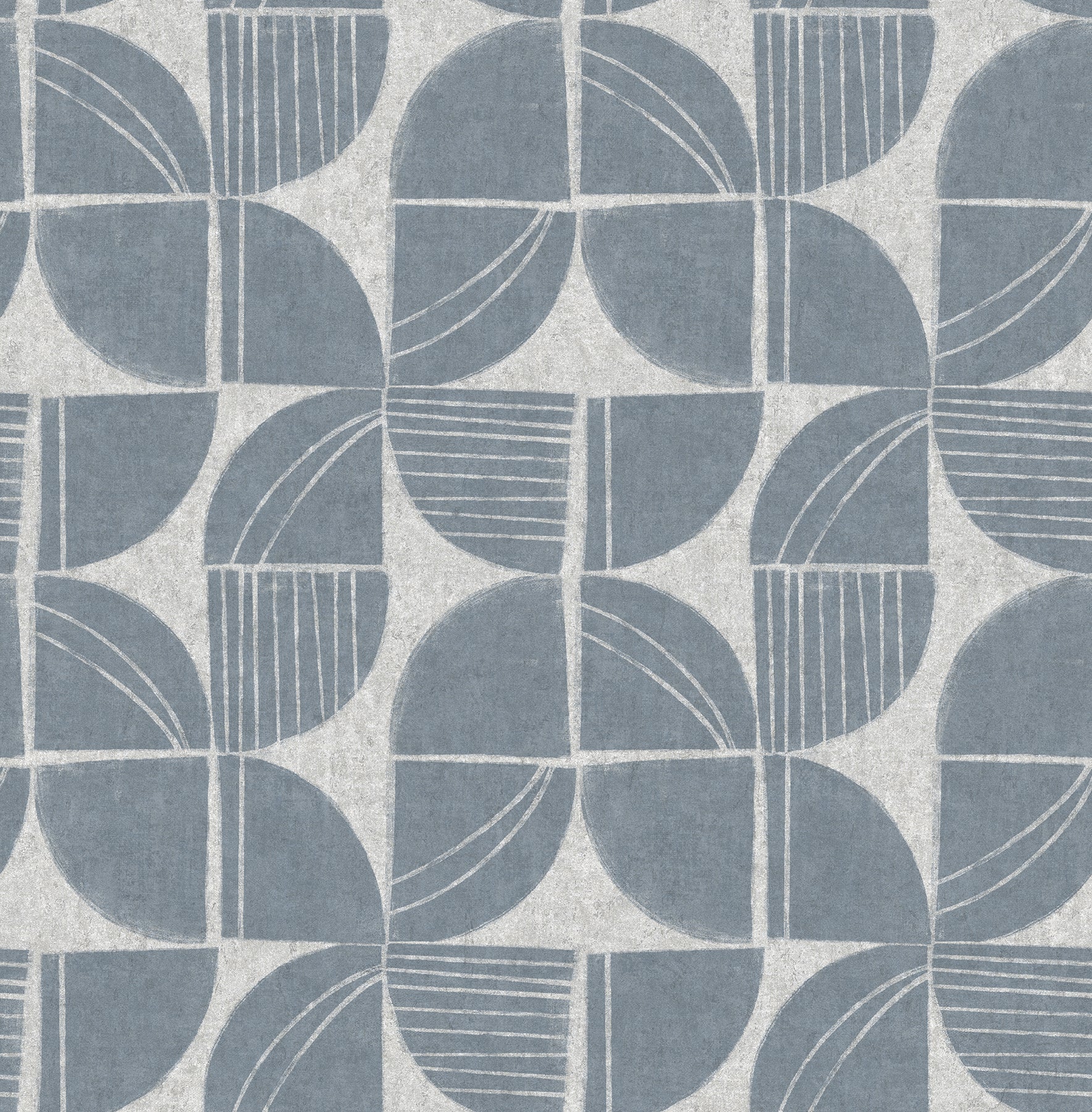 A-Street Prints Baxter Denim Semicircle Mosaic Wallpaper, 20.5-in by 33-ft