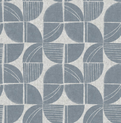 A-Street Prints Baxter Denim Semicircle Mosaic Wallpaper, 20.5-in by 33-ft