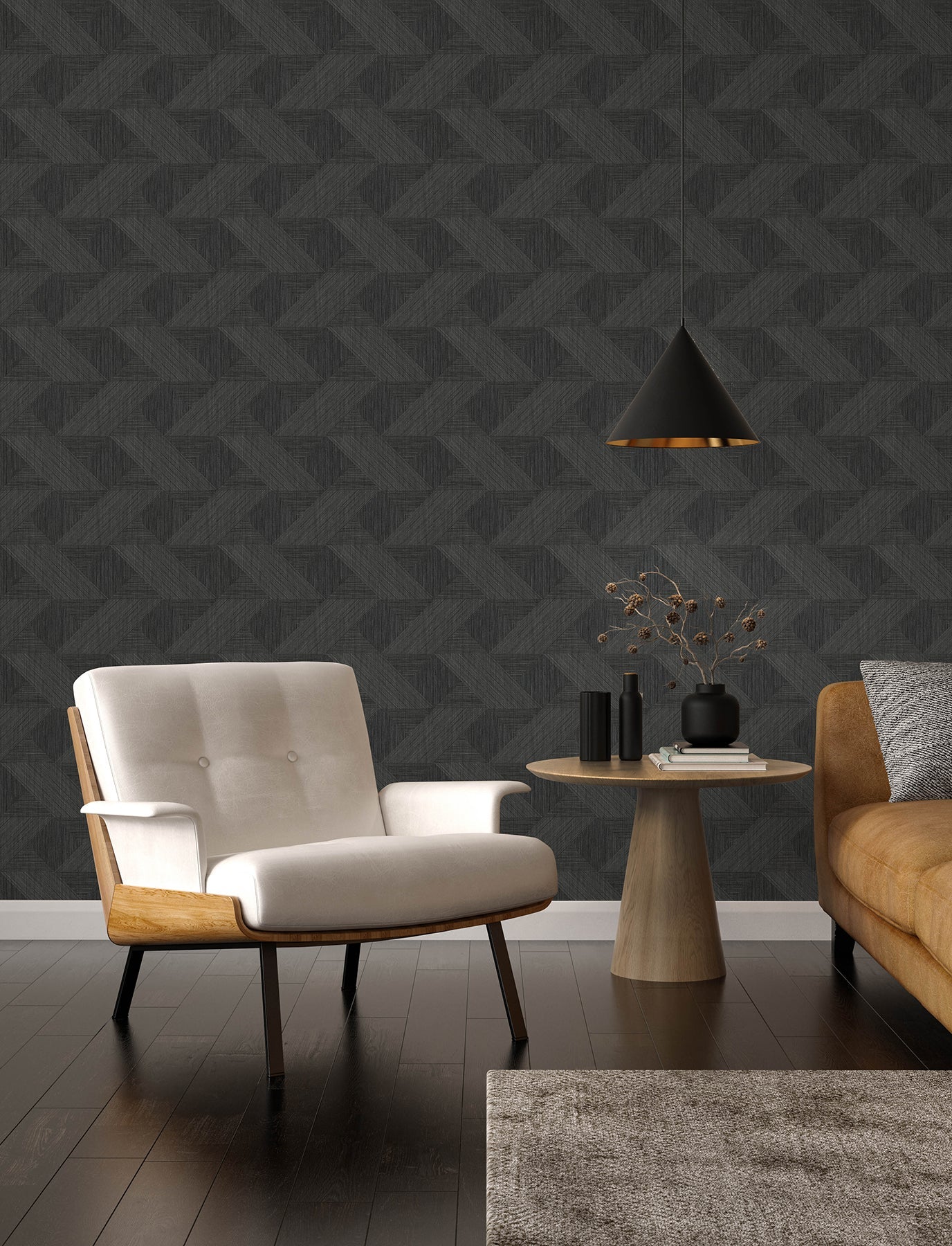 A-Street Prints Presley Black Tessellation Wallpaper, 20.5-in by 33-ft