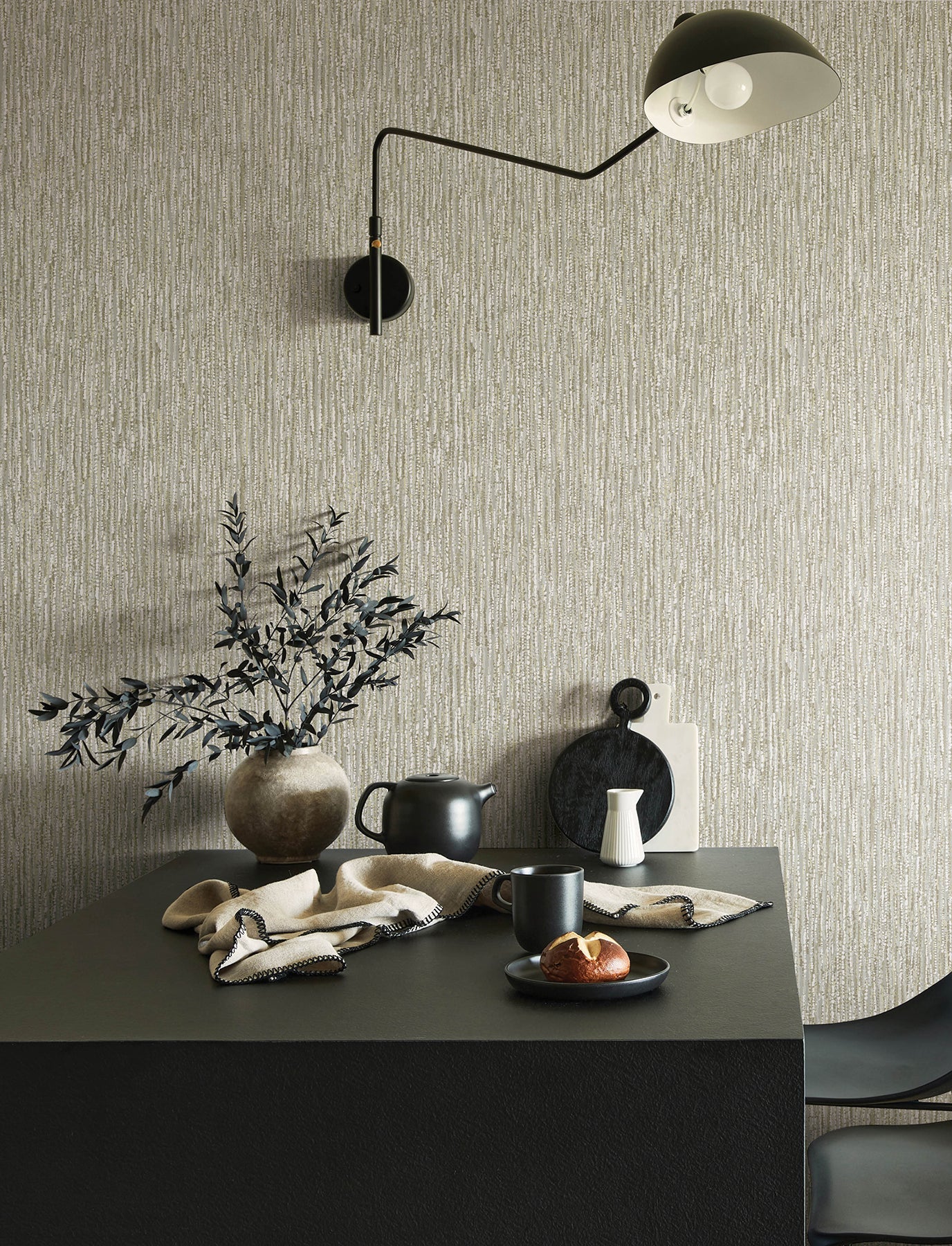 A-Street Prints Corliss Neutral Beaded Strands Wallpaper, 20.5-in by 33-ft