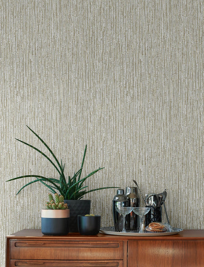 A-Street Prints Corliss Neutral Beaded Strands Wallpaper, 20.5-in by 33-ft