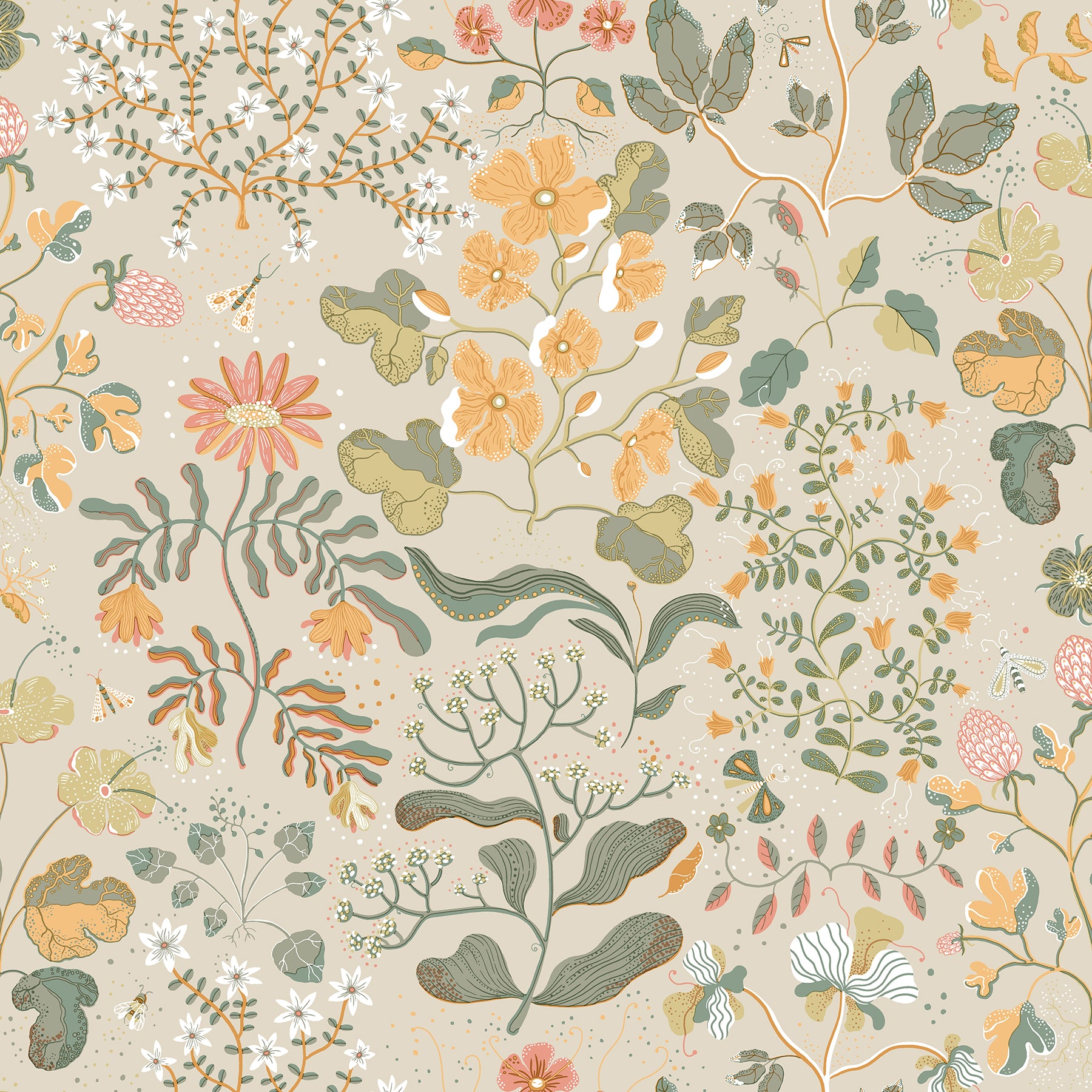 A-Street Prints Groh Apricot Floral Wallpaper, 20.9-in by 33-ft