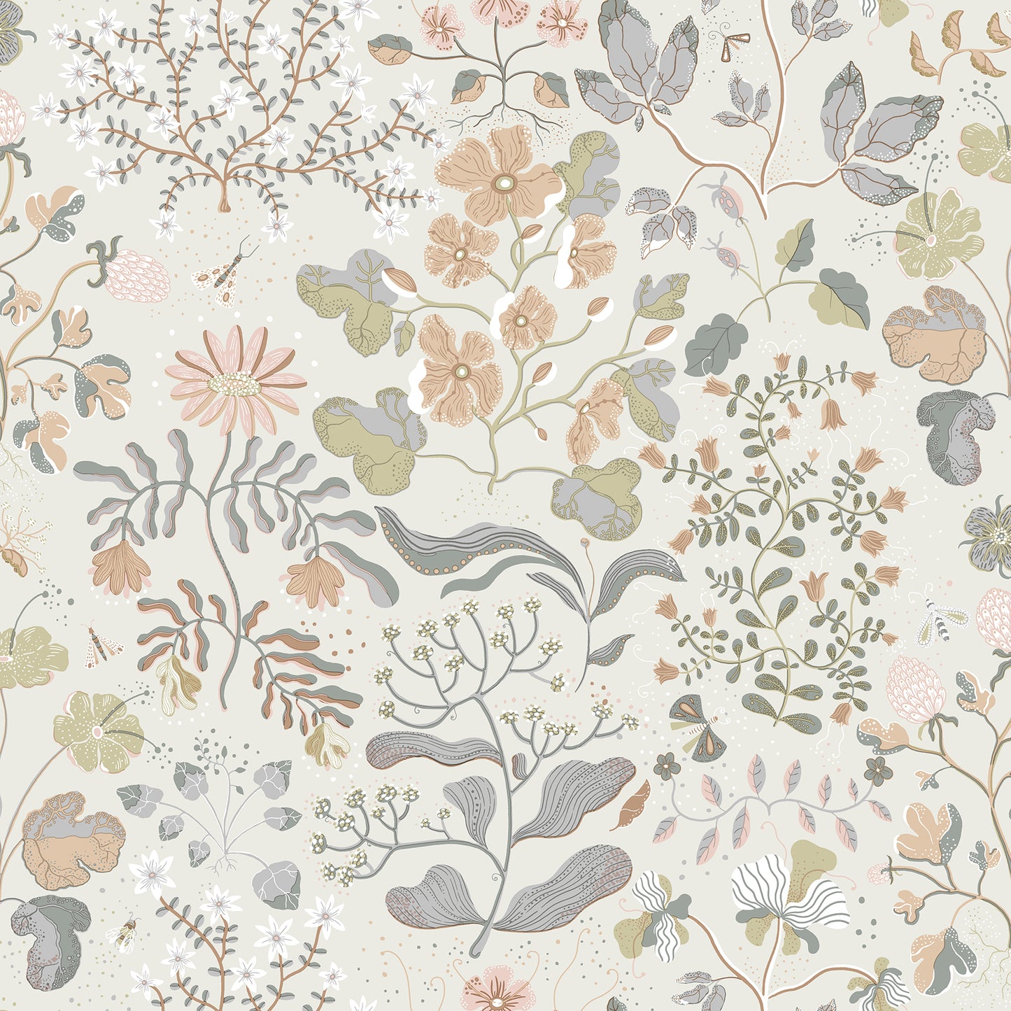 A-Street Prints Groh Neutral Floral Wallpaper, 20.9-in by 33-ft