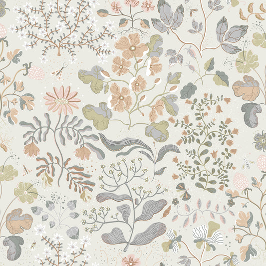 A-Street Prints Groh Neutral Floral Wallpaper, 20.9-in by 33-ft