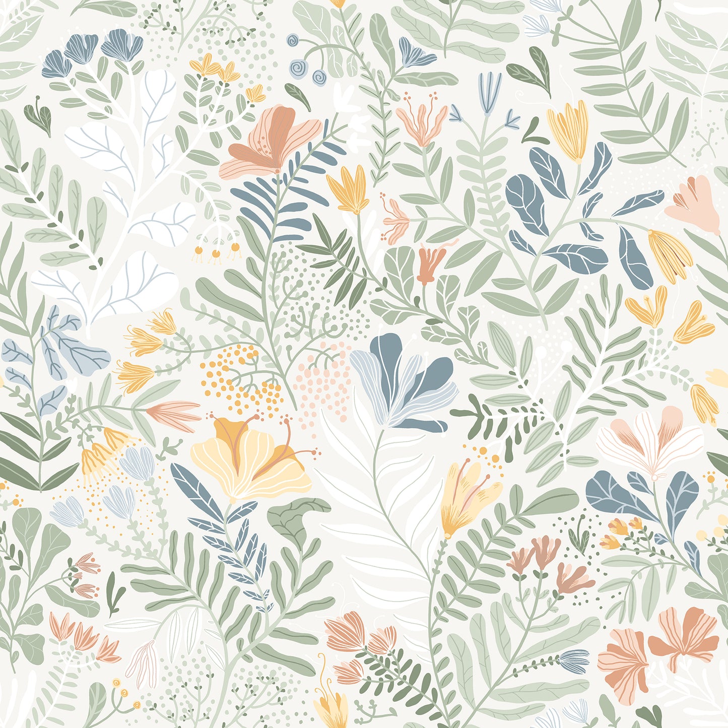 A-Street Prints Brittsommar Seafoam Woodland Floral Wallpaper, 20.9-in by 33-ft