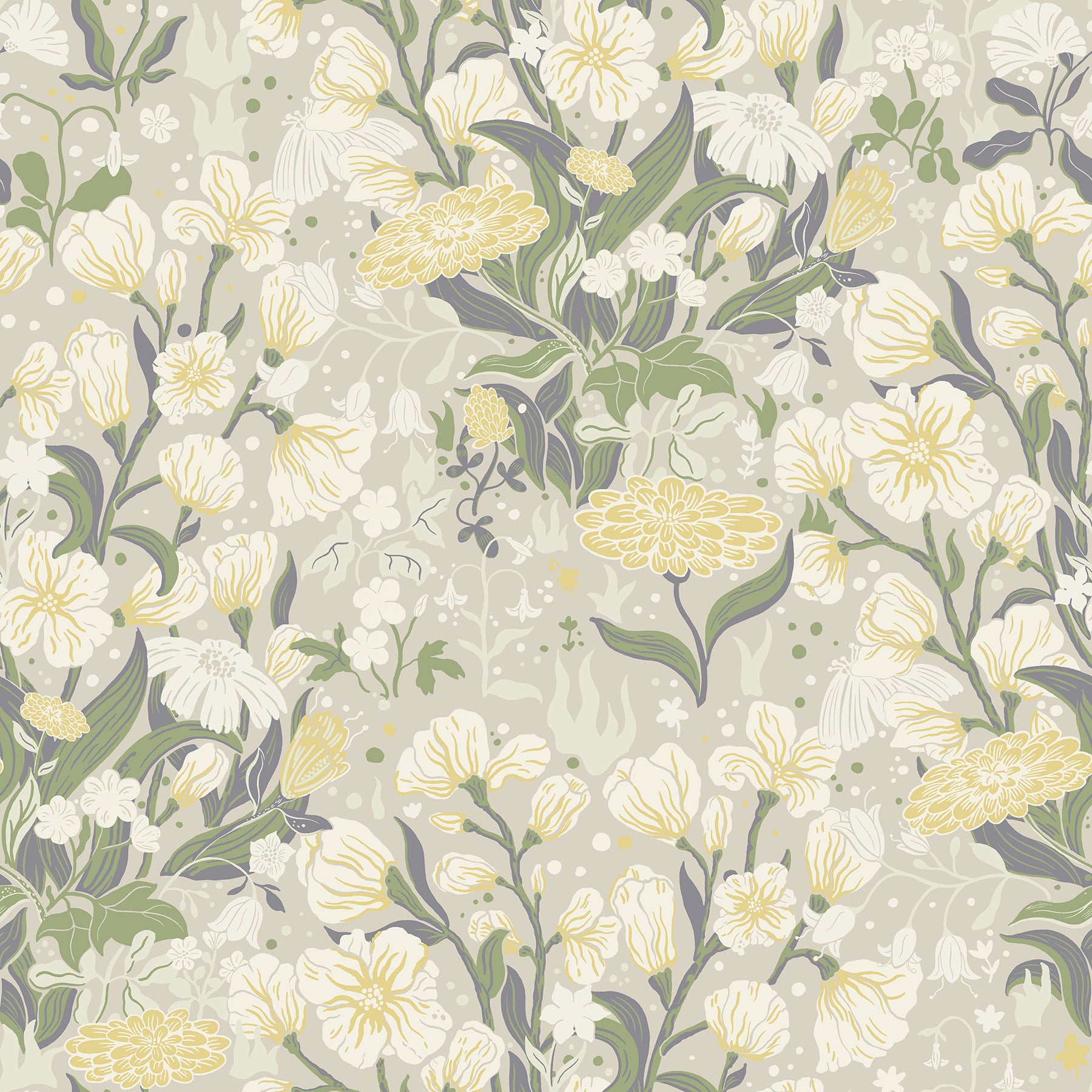 A-Street Prints Hava Yellow Meadow Flowers Wallpaper, 20.9-in by 33-ft