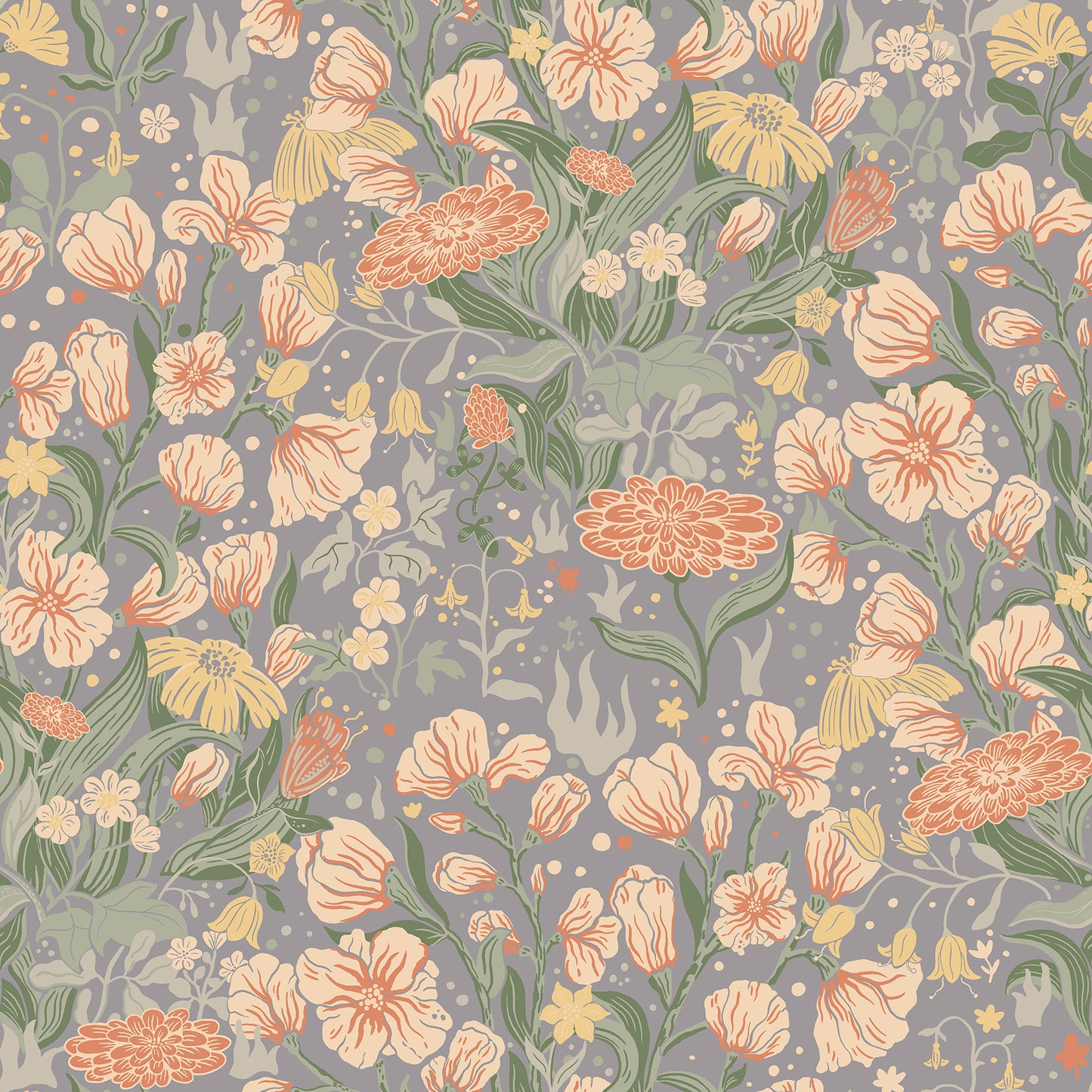 A-Street Prints Hava Coral Meadow Flowers Wallpaper, 20.9-in by 33-ft