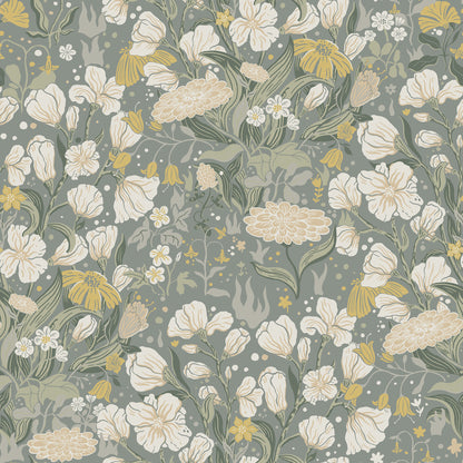 A-Street Prints Hava Moss Meadow Flowers Wallpaper, 20.9-in by 33-ft