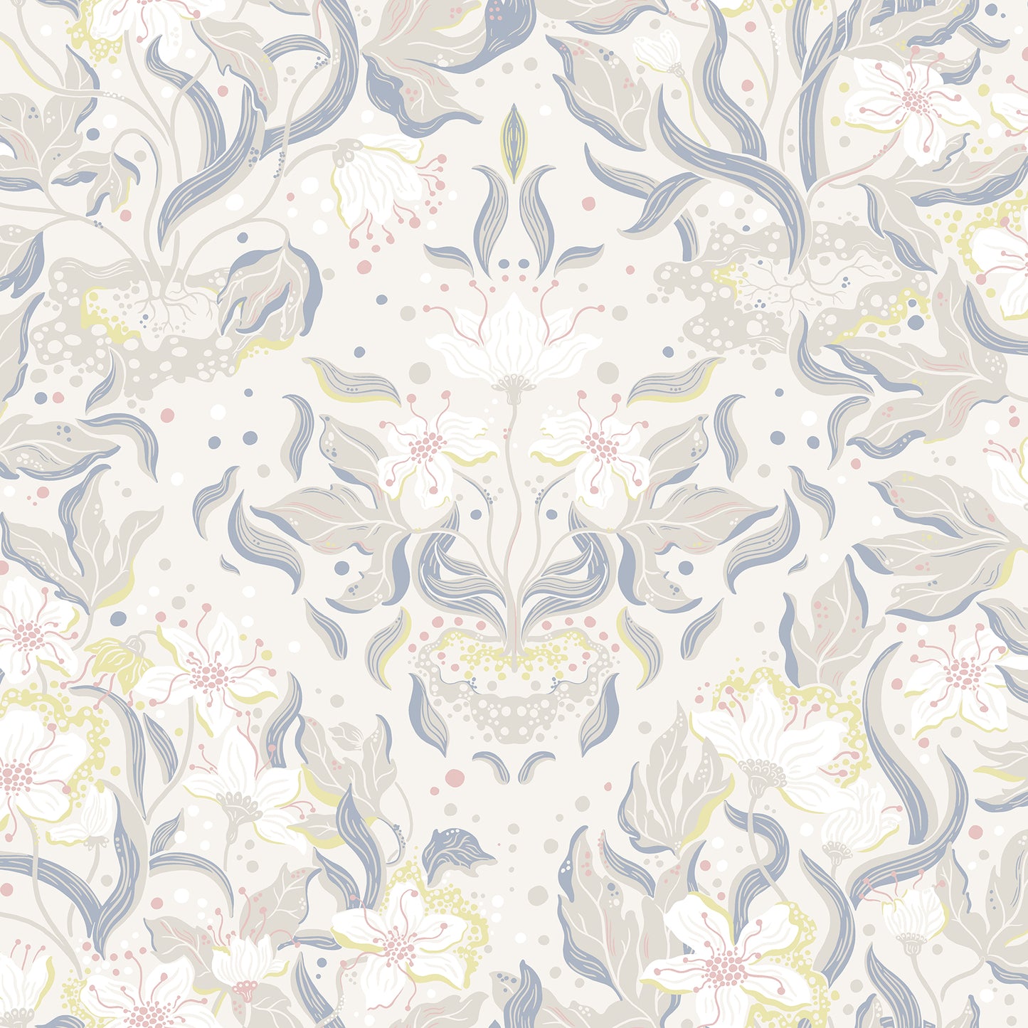 A-Street Prints Lisa Bone Floral Damask Wallpaper, 20.9-in by 33-ft