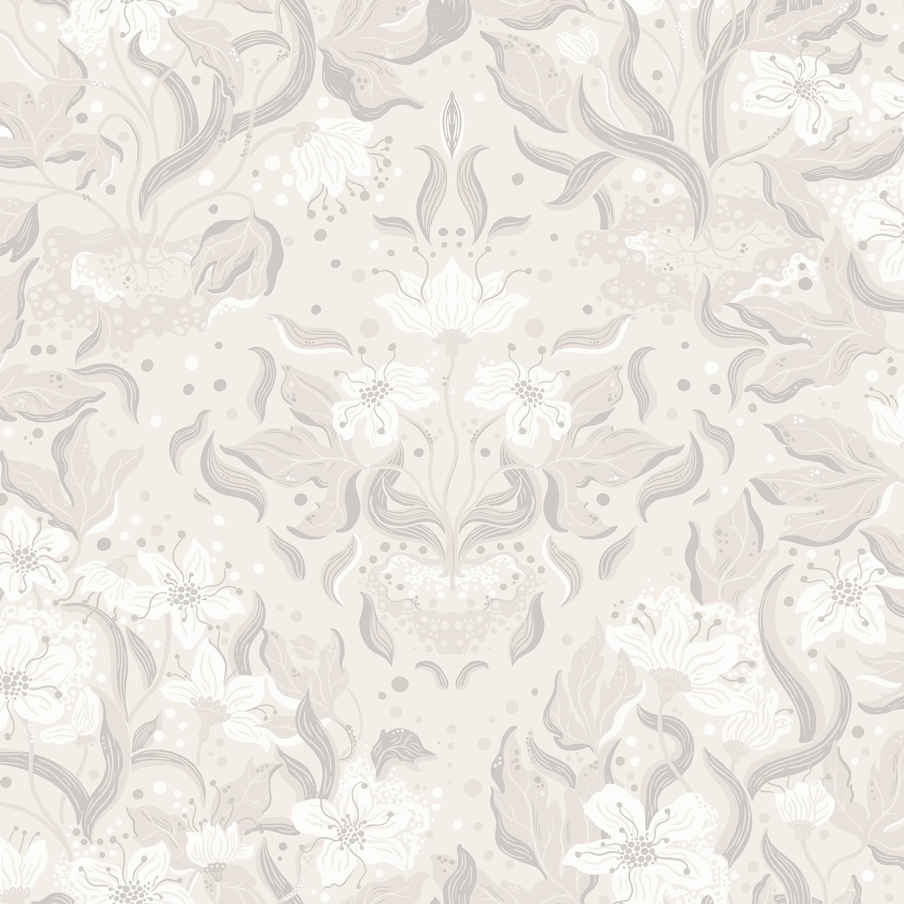 A-Street Prints Lisa Grey Floral Damask Wallpaper, 20.9-in by 33-ft