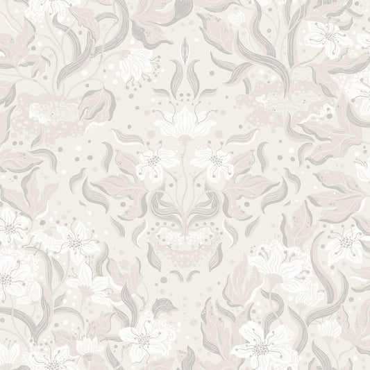 A-Street Prints Lisa Grey Floral Damask Wallpaper, 20.9-in by 33-ft