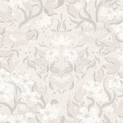 A-Street Prints Lisa Grey Floral Damask Wallpaper, 20.9-in by 33-ft