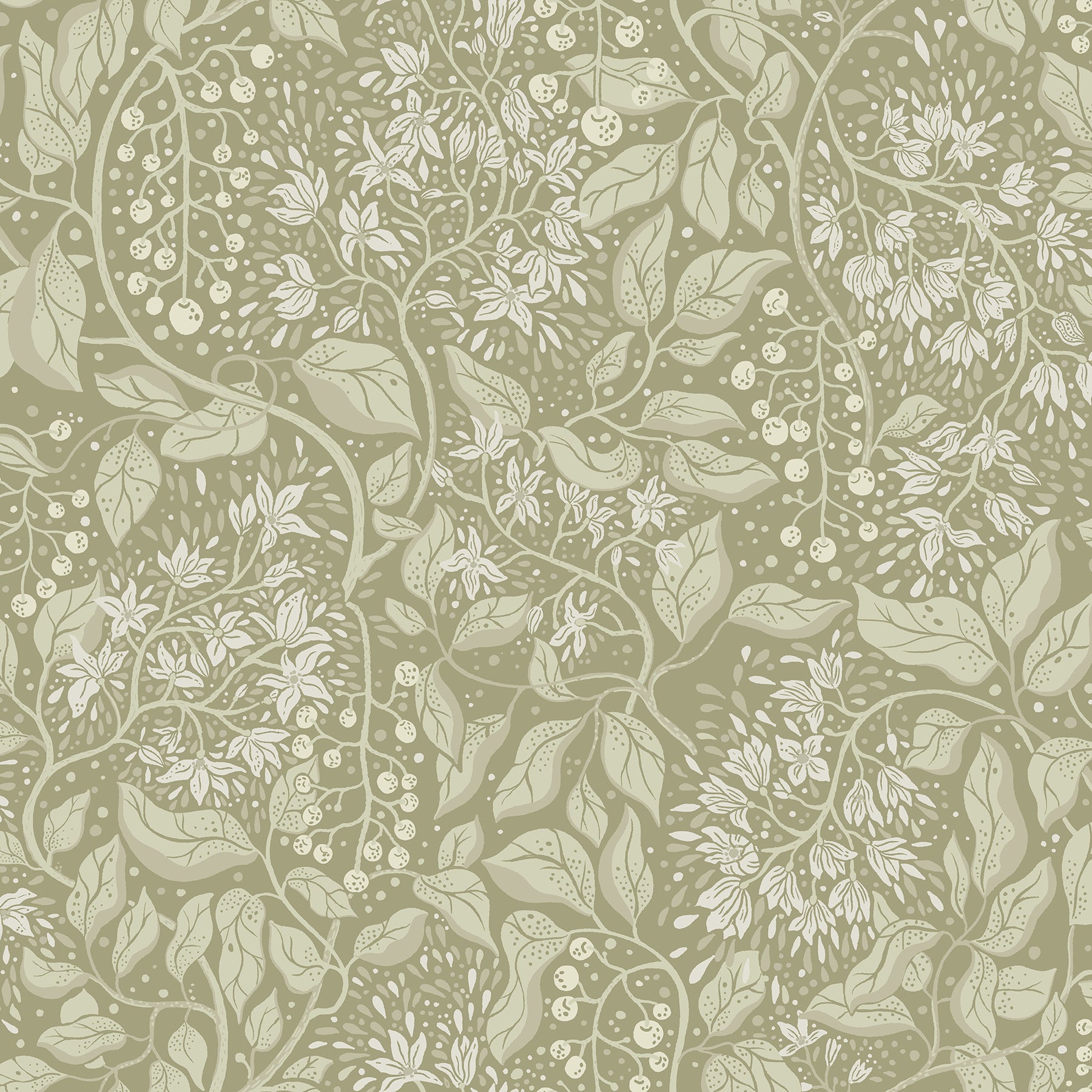 A-Street Prints Turi Moss Twining Vines Wallpaper, 20.9-in by 33-ft