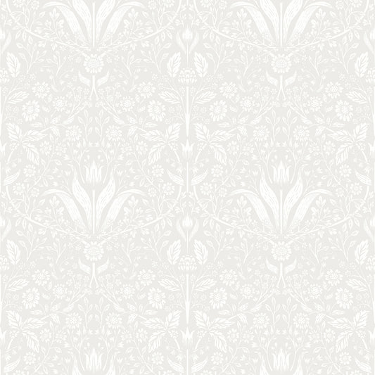 A-Street Prints Mara Light Grey Tulip Ogee Wallpaper, 20.9-in by 33-ft