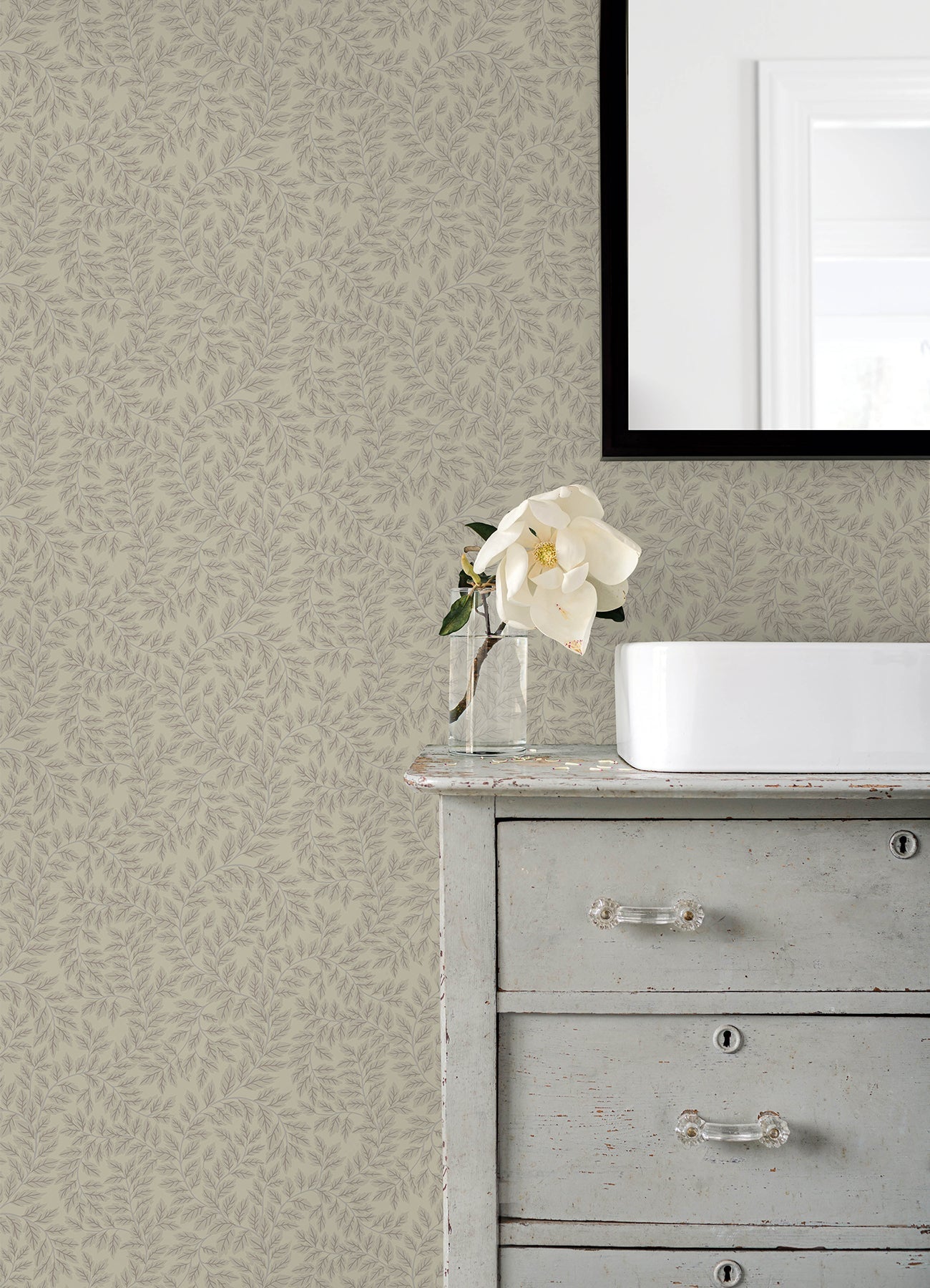 A-Street Prints Lindl√∂v Taupe Leafy Vines Wallpaper, 20.9-in by 33-ft