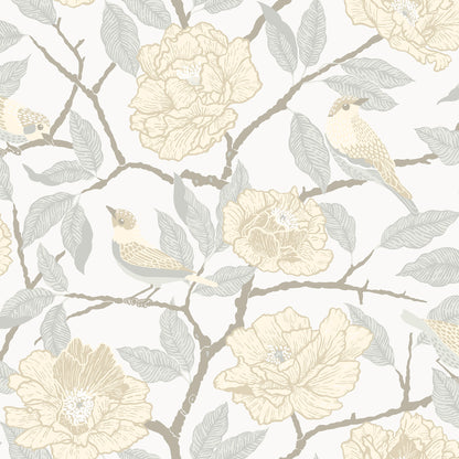 A-Street Prints Bernadina Light Yellow Rosebush Wallpaper, 20.9-in by 33-ft