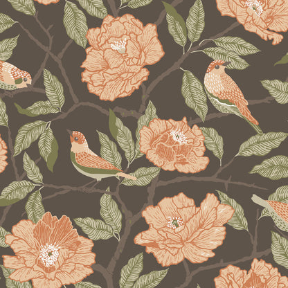 A-Street Prints Bernadina Black Rosebush Wallpaper, 20.9-in by 33-ft