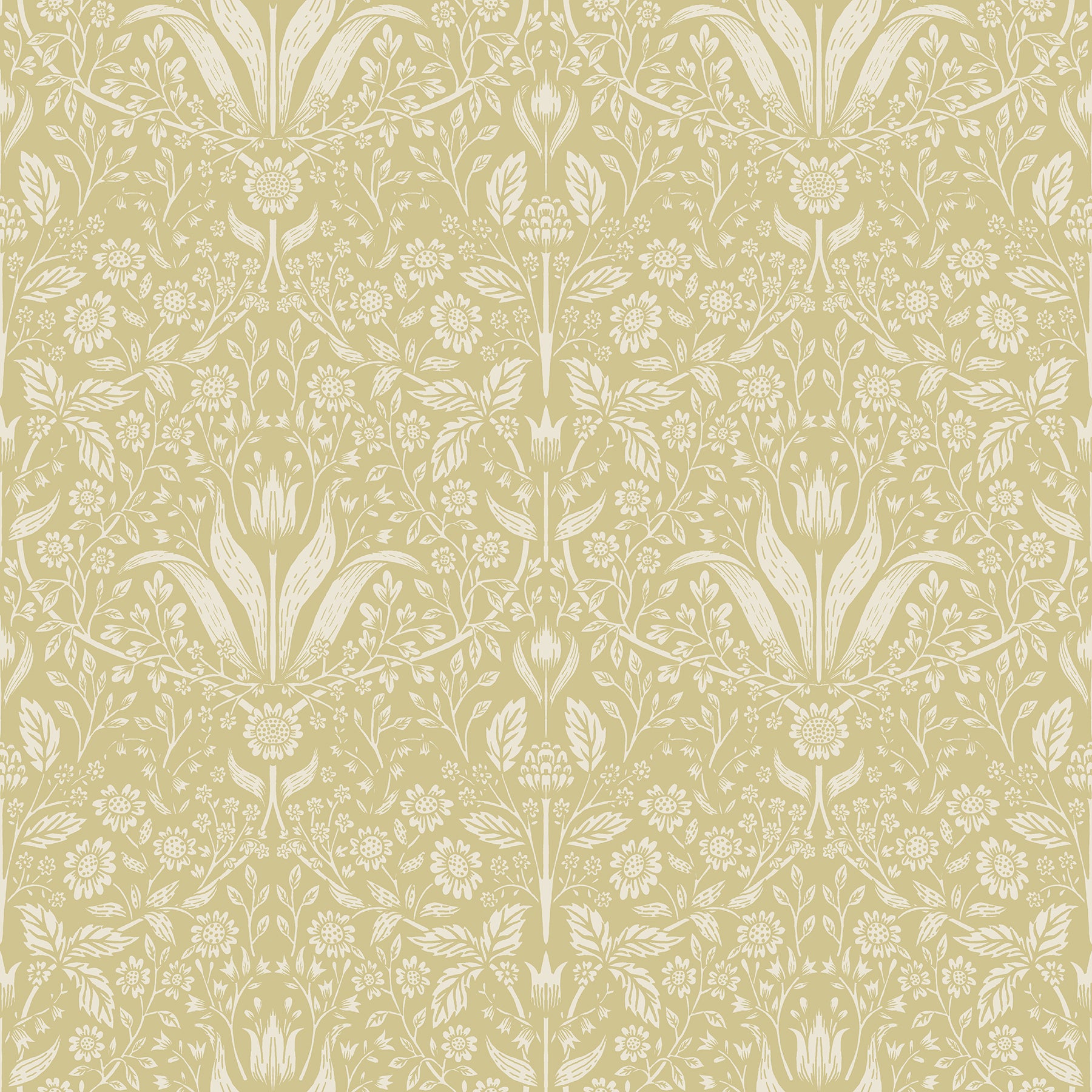 A-Street Prints Mara Yellow Tulip Ogee Wallpaper, 20.9-in by 33-ft