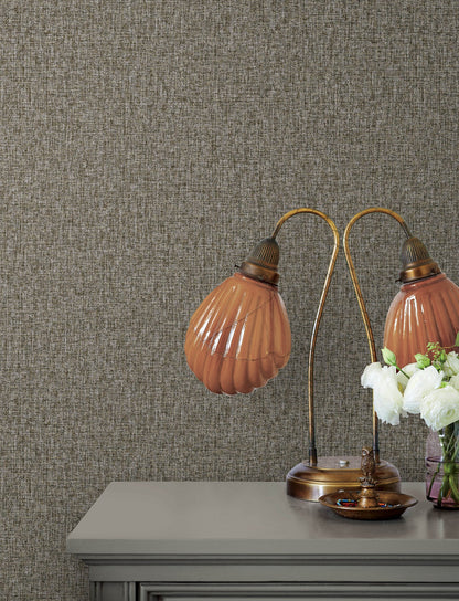 Advantage Halliday Espresso Faux Linen Wallpaper, 20.9-in by 33-ft