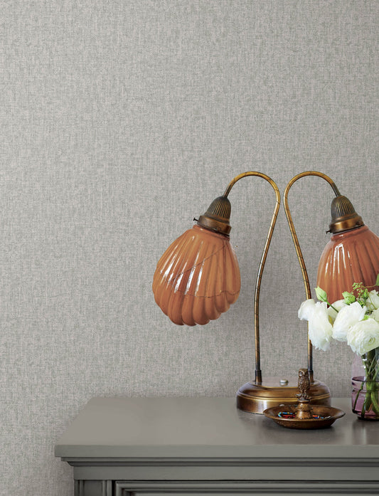 Advantage Halliday Grey Faux Linen Wallpaper, 20.9-in by 33-ft