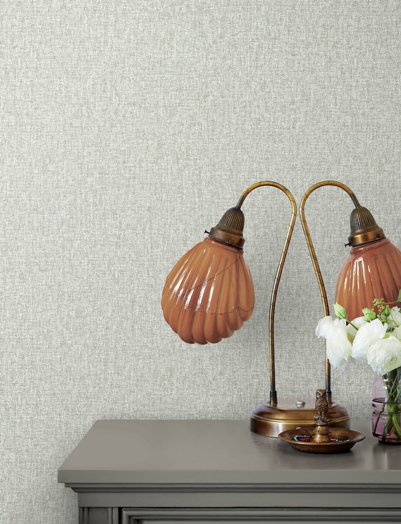 Advantage Halliday Light Grey Faux Linen Wallpaper, 20.9-in by 33-ft