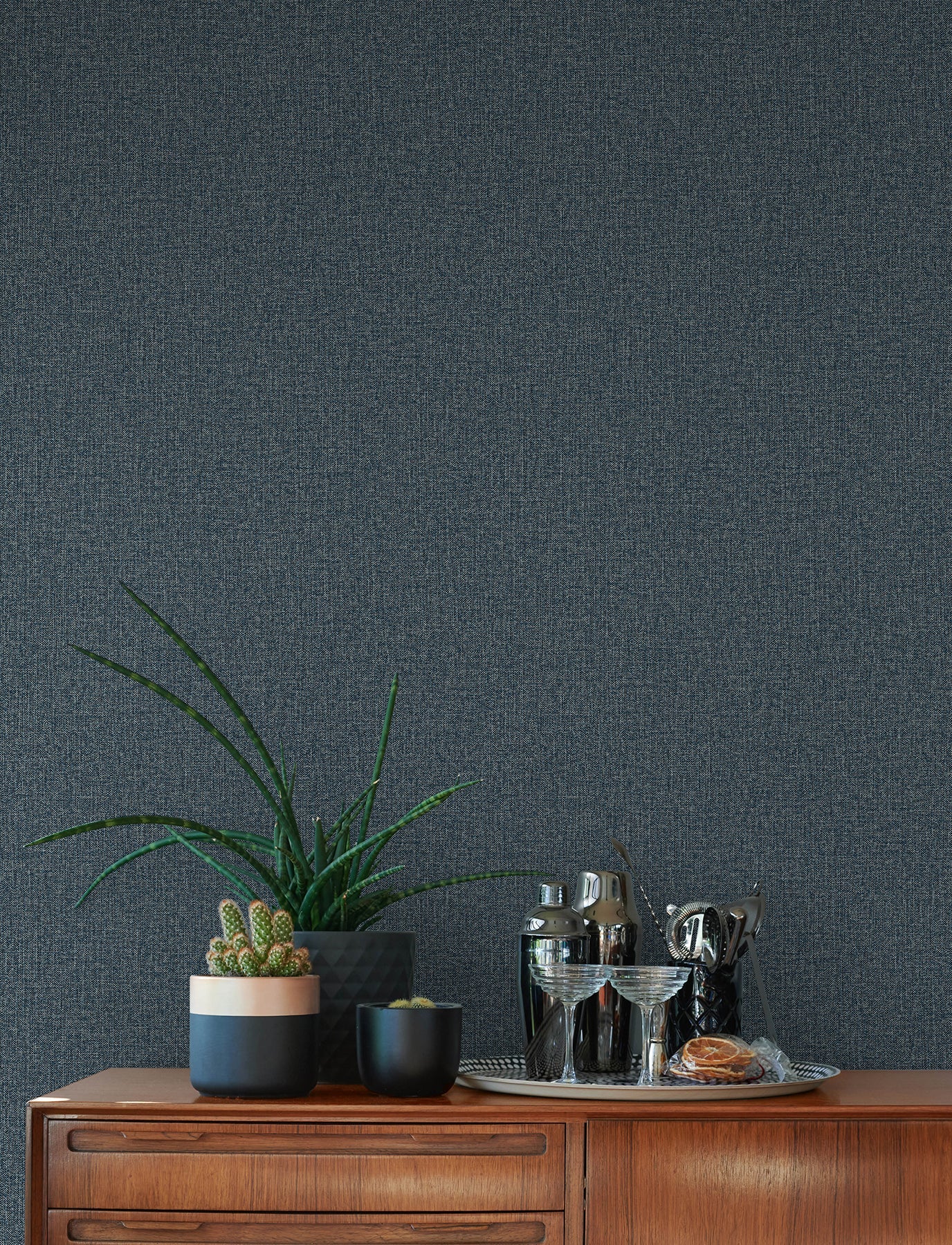 Advantage Hatton Dark Blue Faux Tweed Wallpaper, 20.9-in by 33-ft