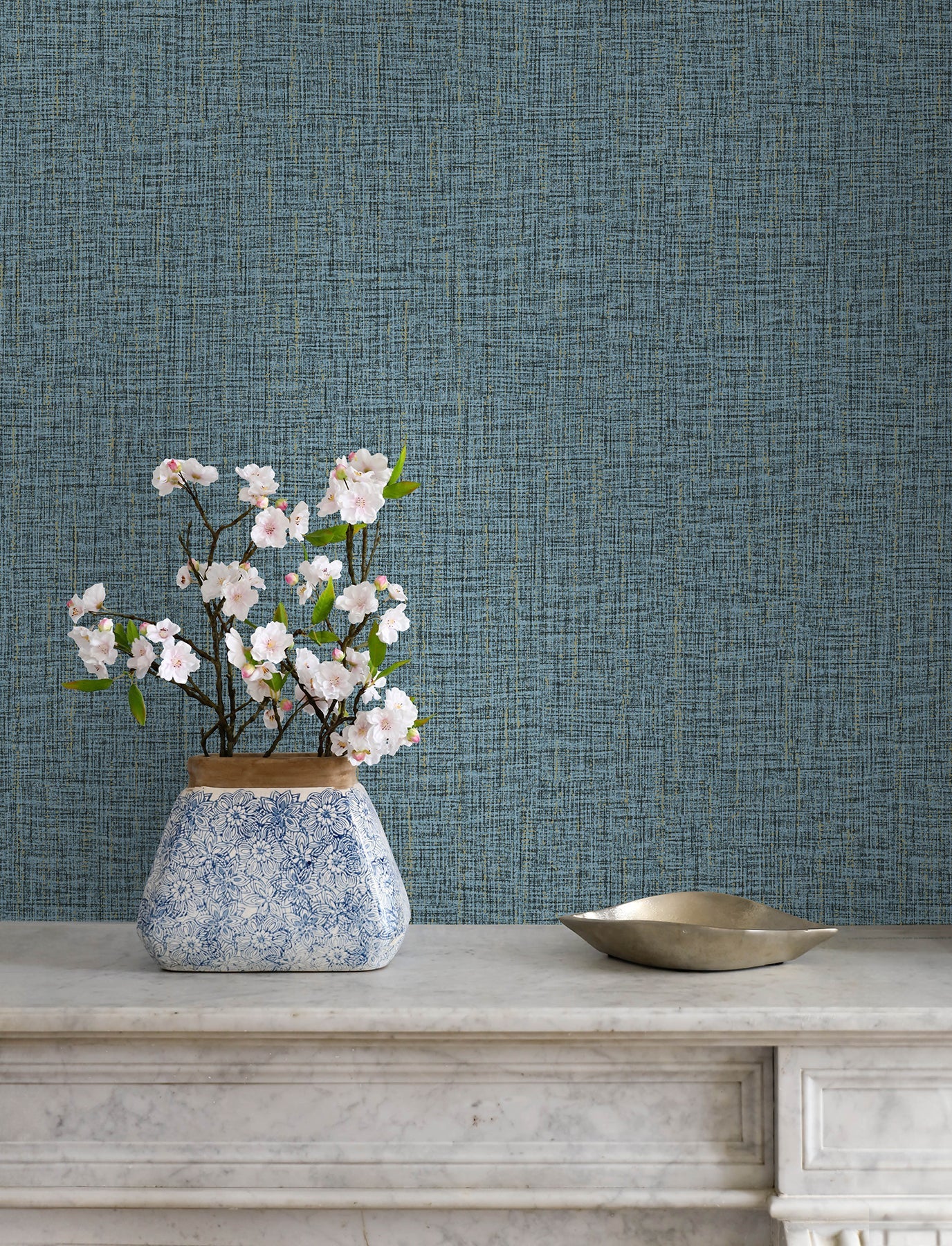 Advantage Glenburn Blue Woven Shimmer Wallpaper, 20.9-in by 33-ft