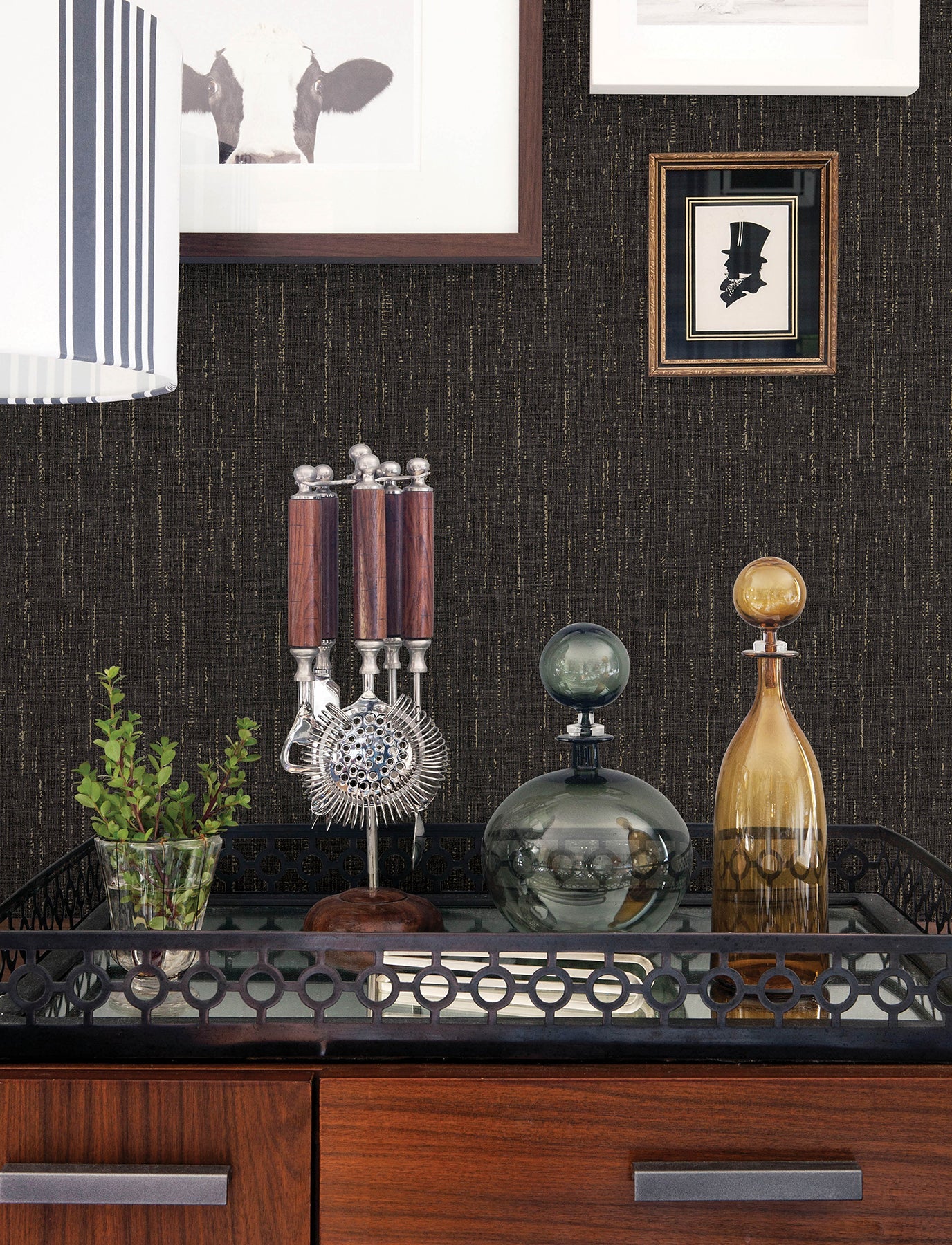 Advantage Sanburn Brown Metallic Linen Wallpaper, 20.9-in by 33-ft