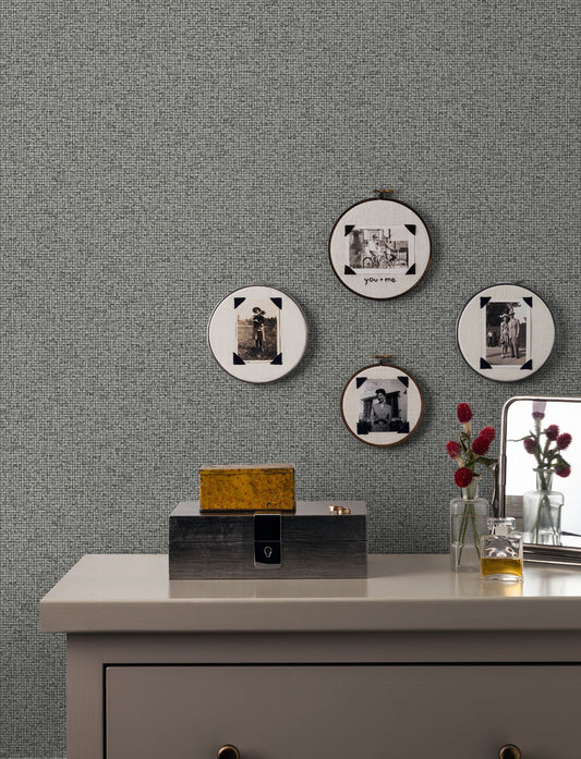 Advantage Surrey Grey Basketweave Wallpaper, 20.9-in by 33-ft