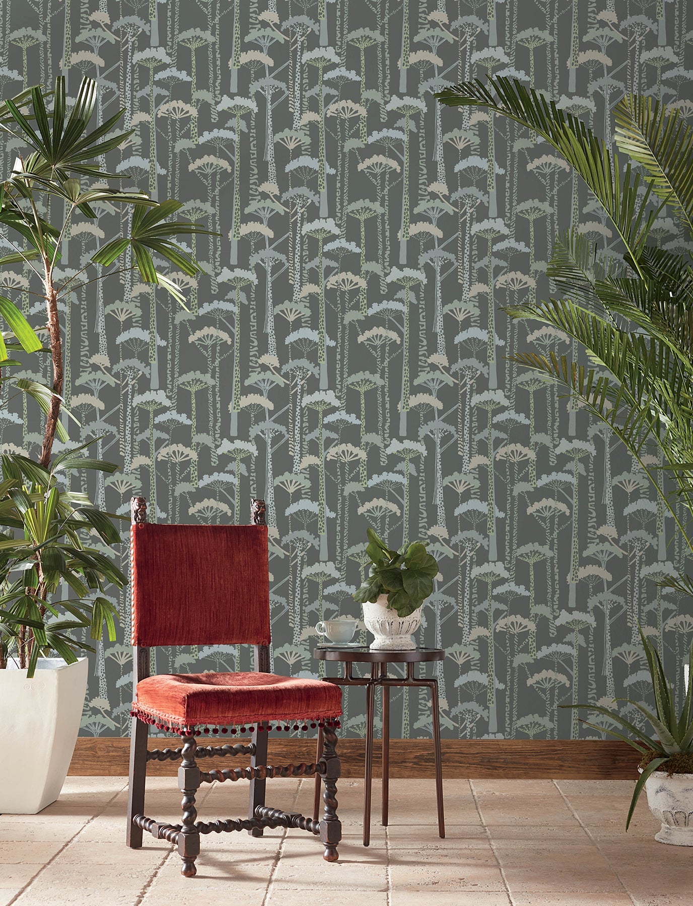 A-Street Prints Unify Aqua Forest Wallpaper, 20.5-in by 33-ft