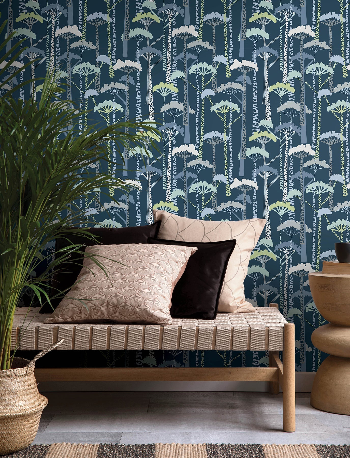 A-Street Prints Unify Indigo Forest Wallpaper, 20.5-in by 33-ft