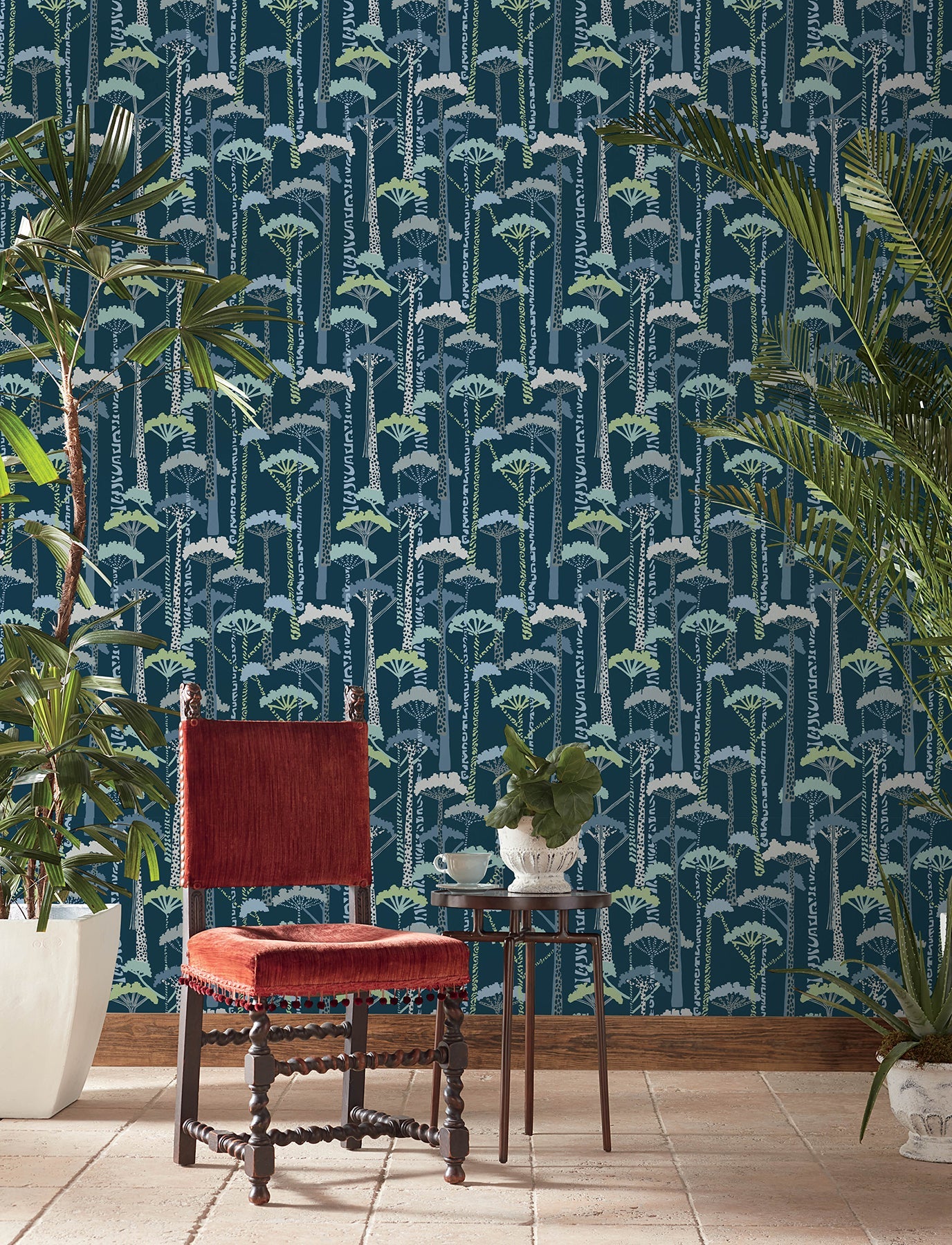 A-Street Prints Unify Indigo Forest Wallpaper, 20.5-in by 33-ft