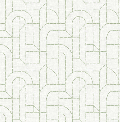 A-Street Prints Integrity Light Green Arched Outlines Wallpaper, 20.5-in by 33-ft