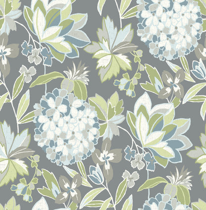 A-Street Prints Valdivian Aqua Floral Wallpaper, 20.5-in by 33-ft