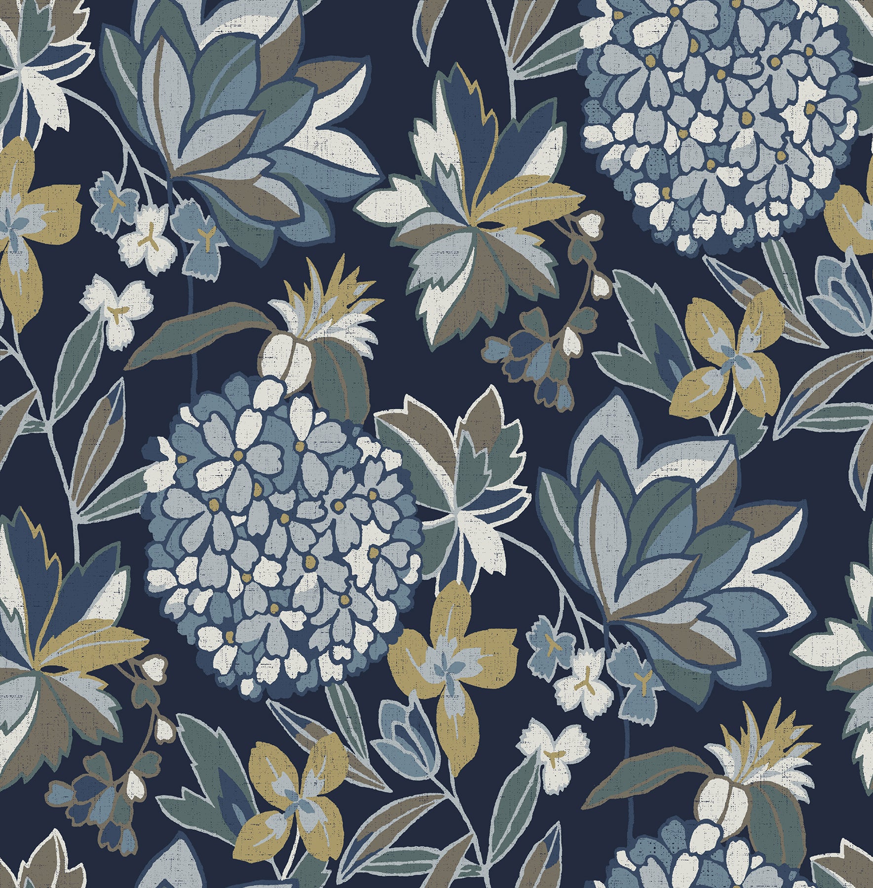 A-Street Prints Valdivian Indigo Floral Wallpaper, 20.5-in by 33-ft